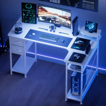 Carbon Fiber Computer Desk with Monitor Arm, Gaming Desk