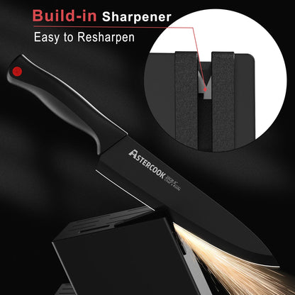 15PCS/ Aster-cook Knife Set with Sharpener Block