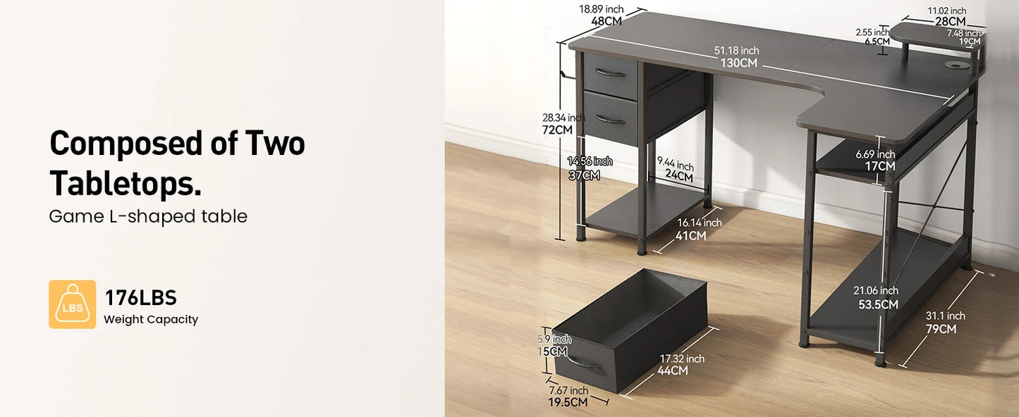 Carbon Fiber Computer Desk with Monitor Arm, Gaming Desk