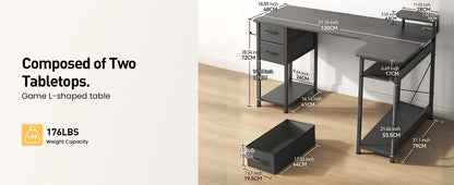 Carbon Fiber Computer Desk with Monitor Arm, Gaming Desk