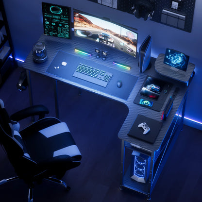 Carbon Fiber Computer Desk with Monitor Arm, Gaming Desk