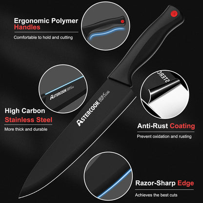 15PCS/ Aster-cook Knife Set with Sharpener Block