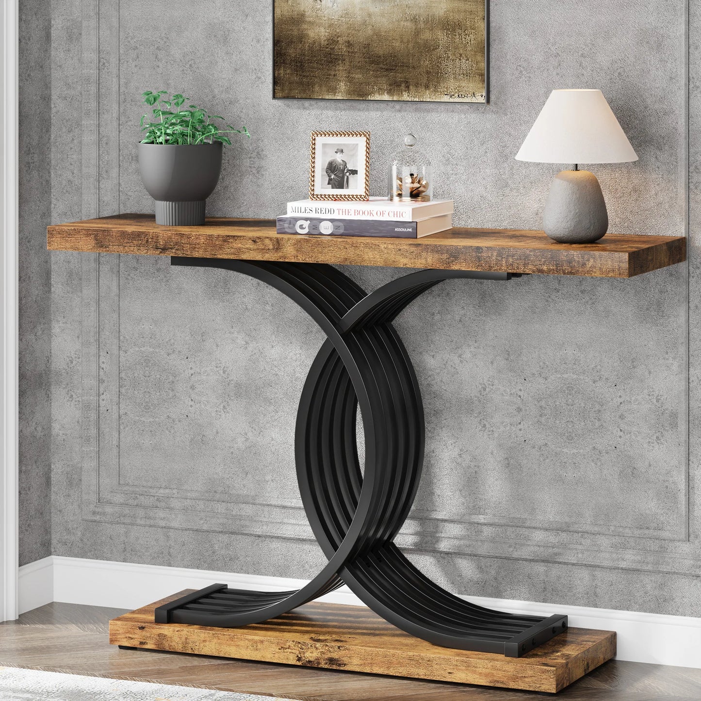 39-Inch Console Faux Marble Narrow Wood Entrance table