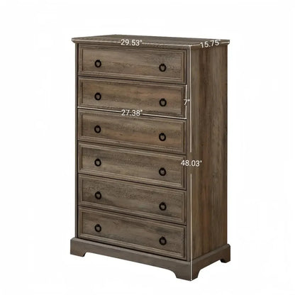 6-Drawer Tall Dresser Chest Wood Cabinet