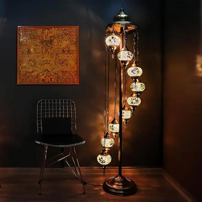 Moroccan Mosaic Standing Lamp 9 Globe