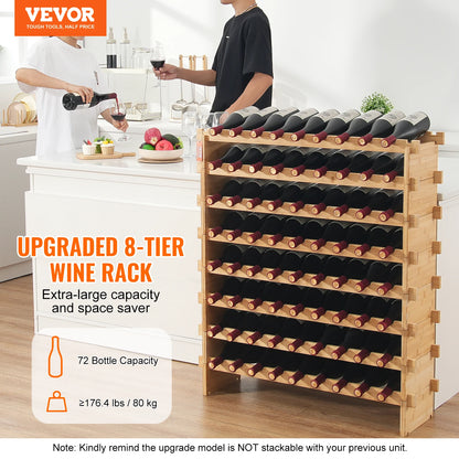 8-Tier Bamboo Wood Floor Freestanding Wines Holder