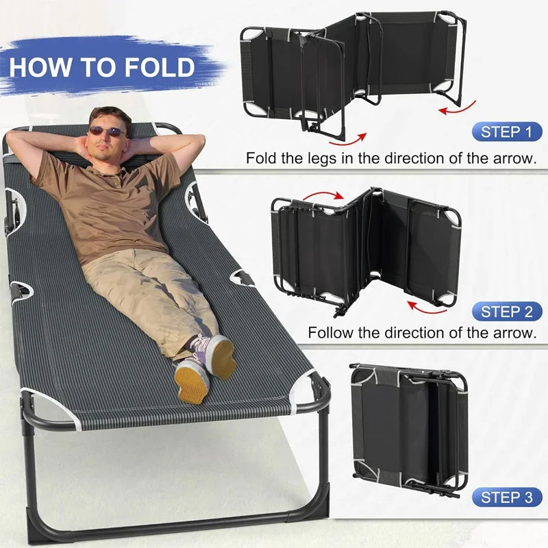 Portable 4-Position Folding Camping Bed Hold up 330lbs,