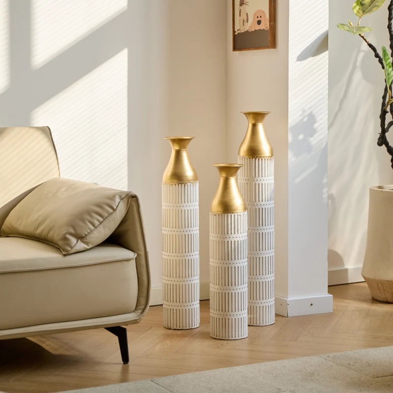 Set Of 3 Gorgeous Home Decoration Large Glazed Metal Vases Height