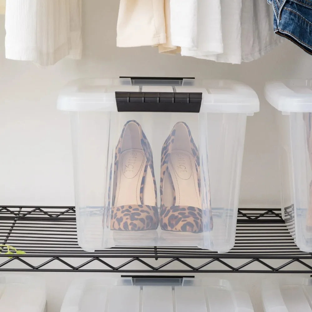 20 Qt. Plastic Storage Bins with Lids, Stackable Storage Containers