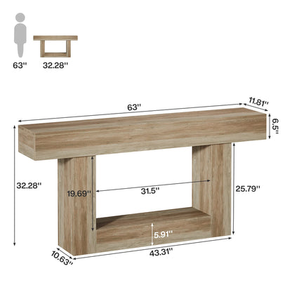 2-Tier Entryway Table with U-Shaped Base