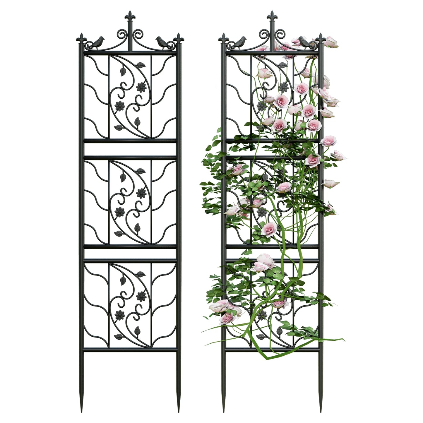 71 inch Tall Metal Fence Black Lattice Panel Yard Corner Décor