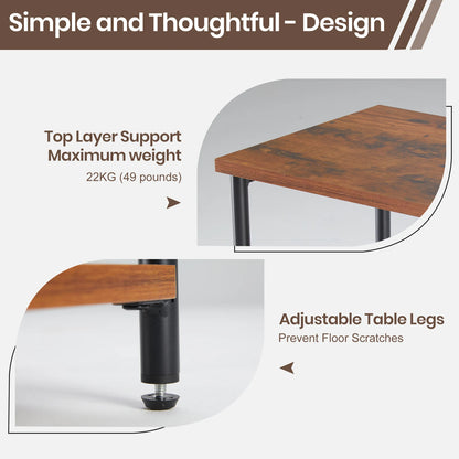 JHK 2/3-Tier End Table Side Tables with Adjustable Feet Small Nightstand Steel Frame Space-Saving for Bedroom Living Room Office