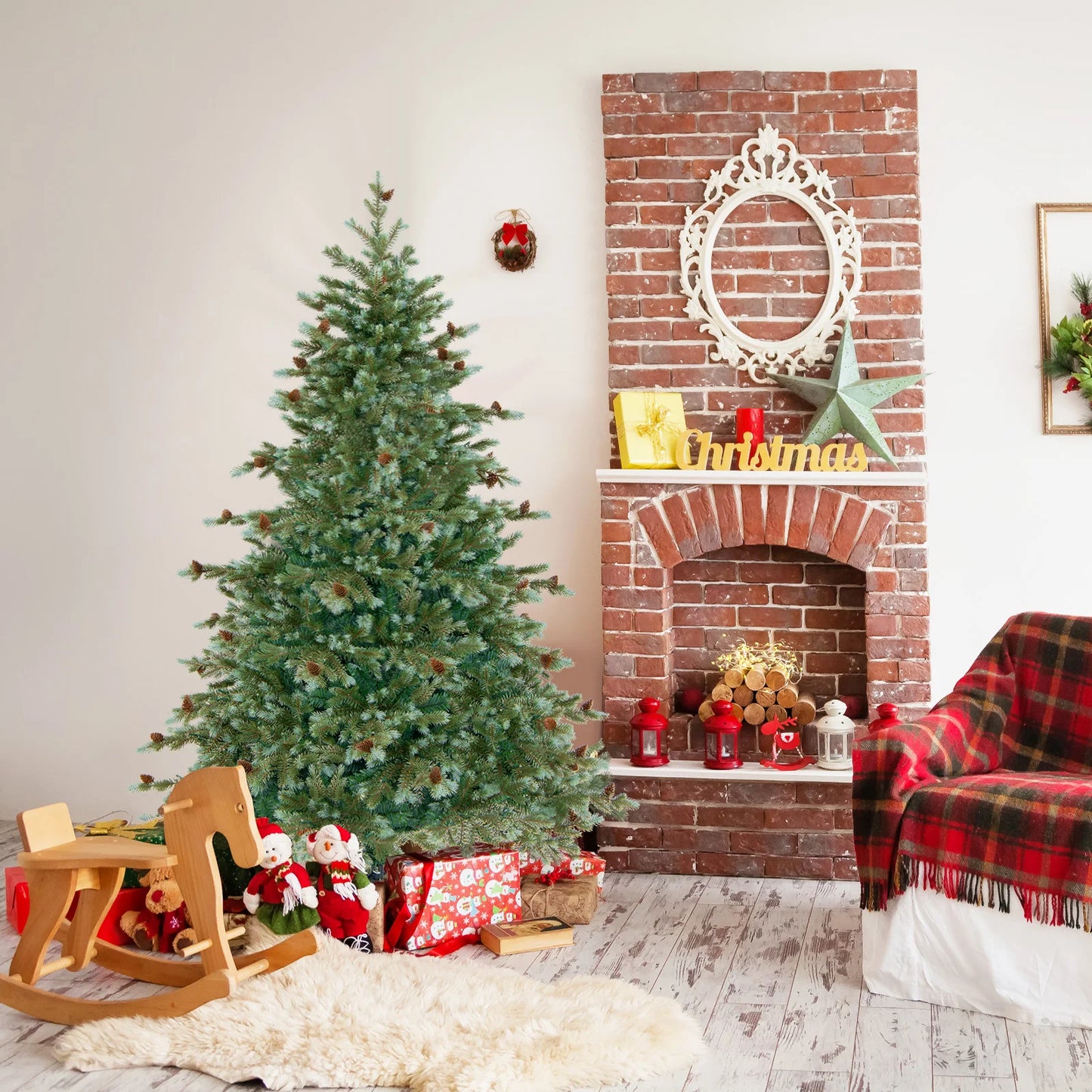 6/ 7/ 8 FT Artificial Christmas Tree, Pre-lit Xmas Tree