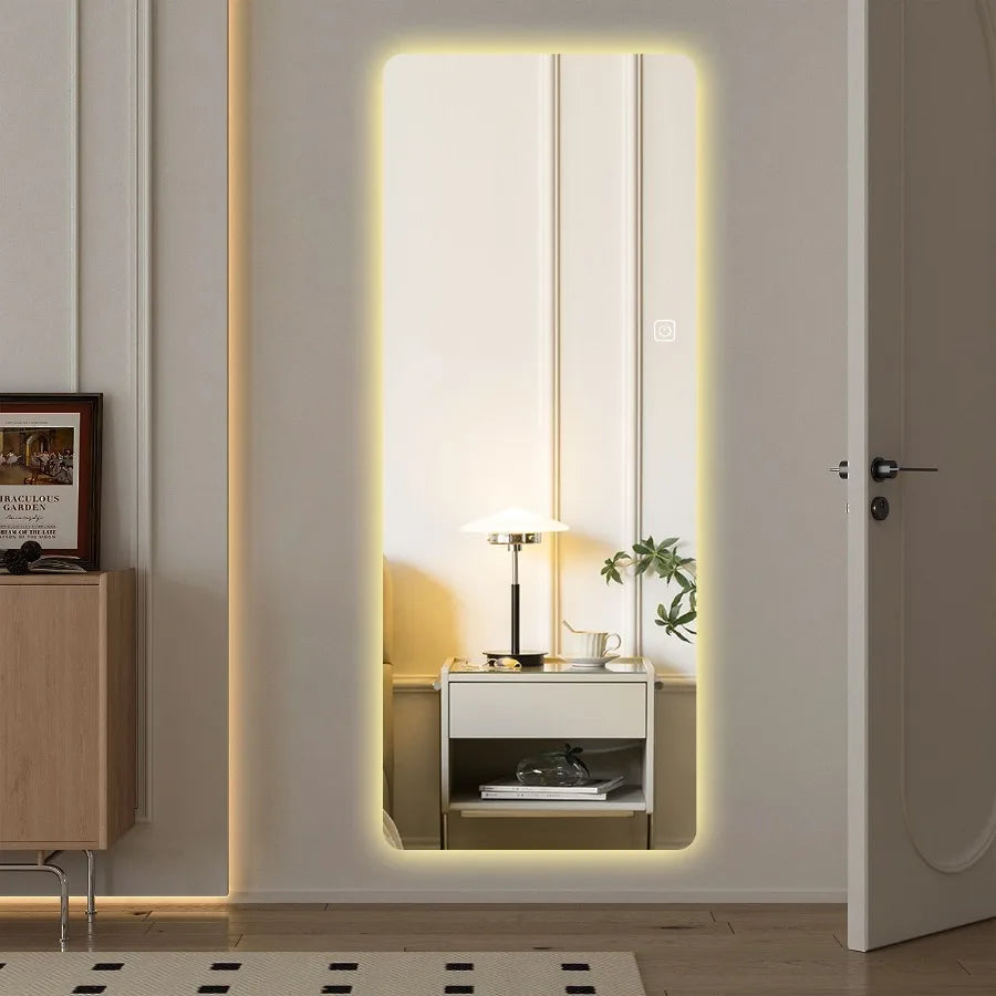 65x21in Full Body Mirror with Lights Full length mirror