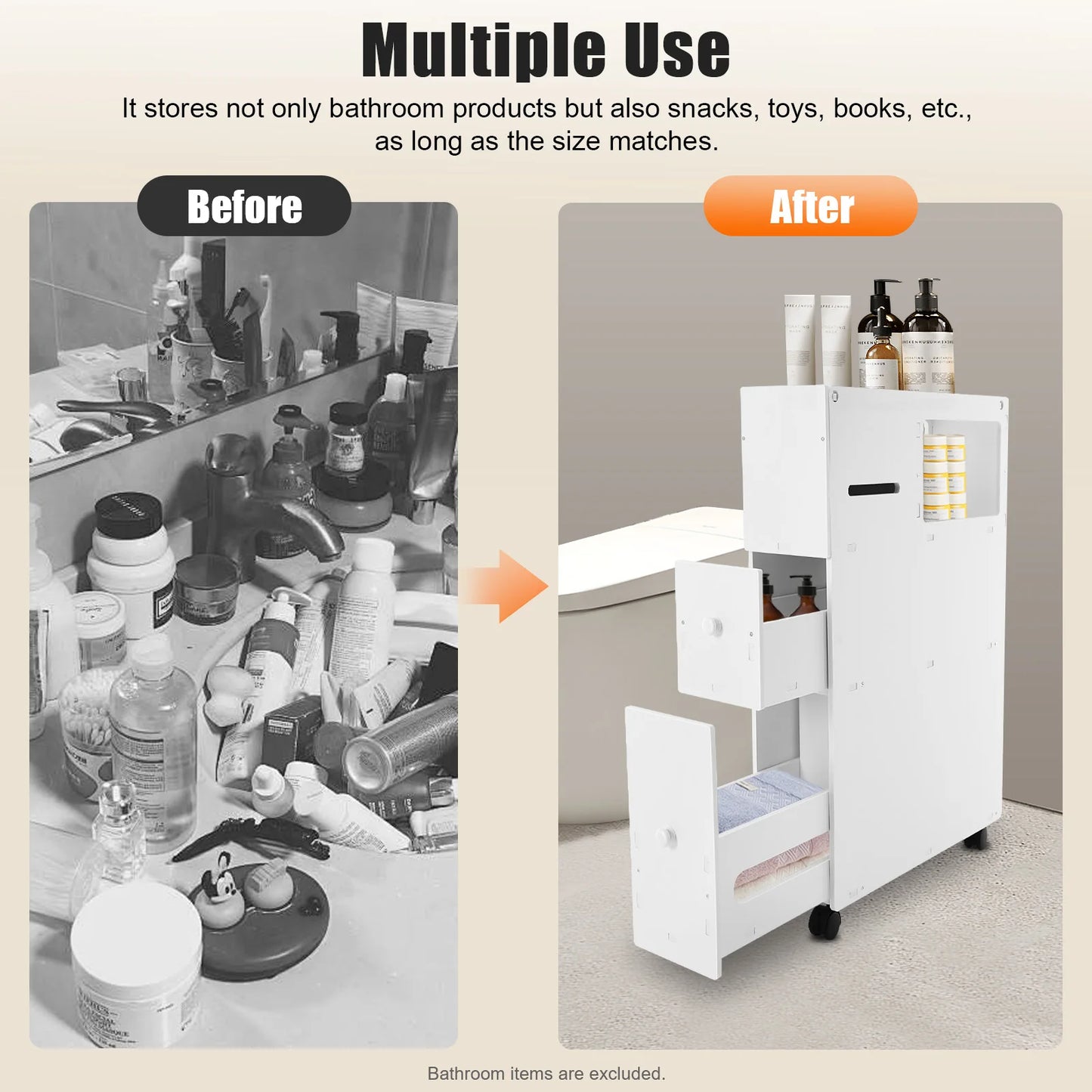 Bathroom Storage Cabinet, Narrow Floor Storage Cabinet