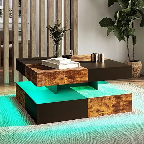 Contemporary 2-Tier Square Center Table,