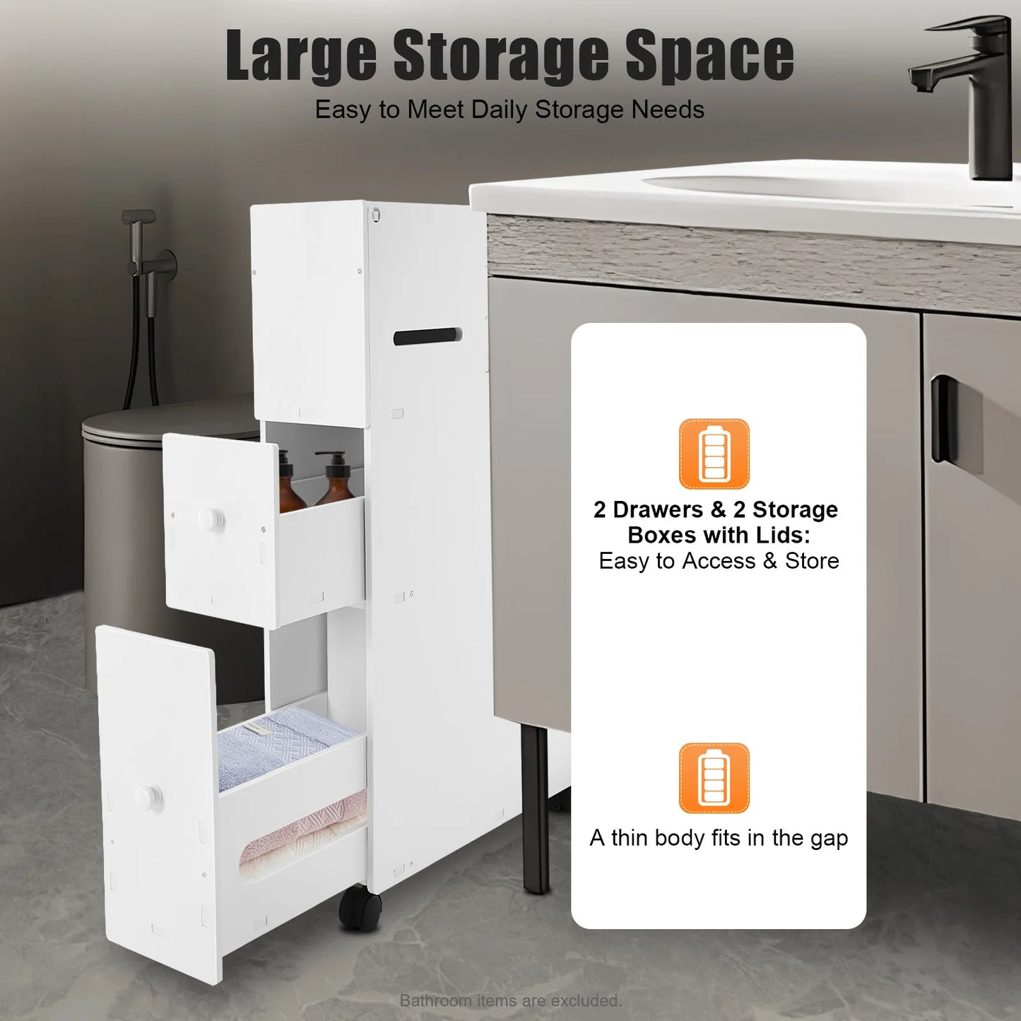Bathroom Storage Cabinet, Narrow Floor Storage Cabinet