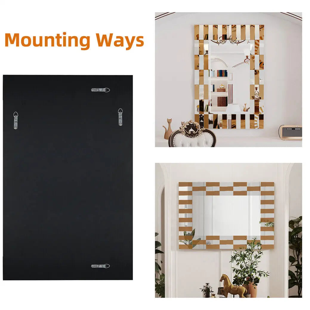 Horizontal/Vertical Hanging Sunburst Silver Tawny Beveled Glass for Home