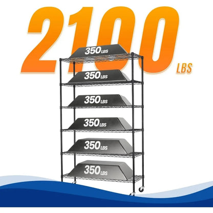 6-Shelf on Commercial Wire Adjustable Layer Shelving