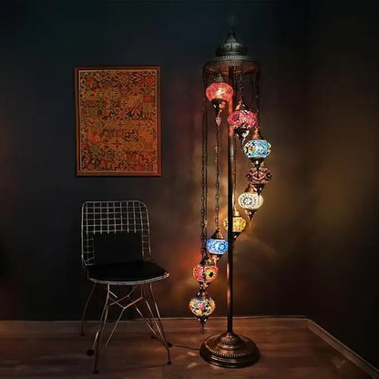 Moroccan Mosaic Standing Lamp 9 Globe