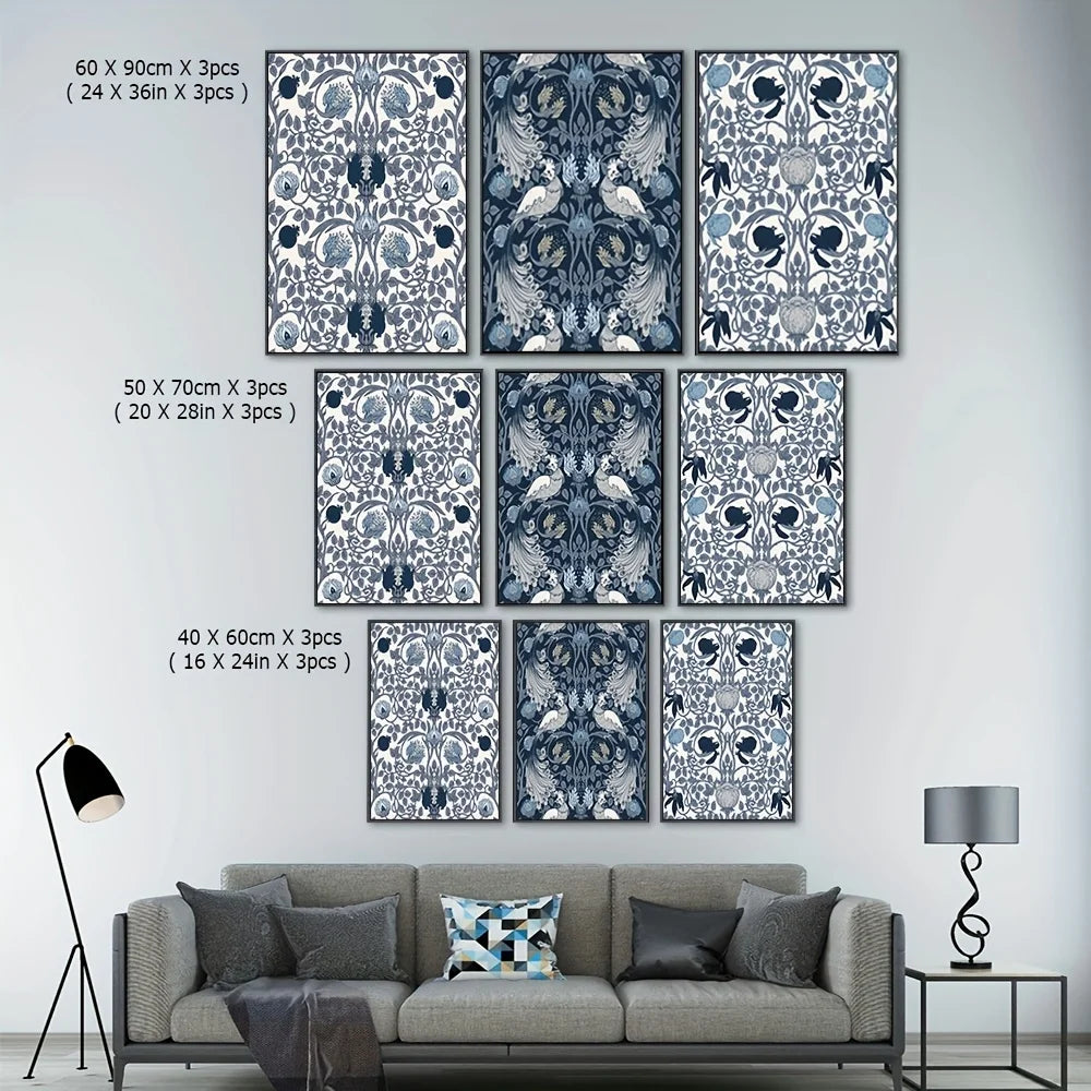 3pcs Large Black Float Framed Canvas Wall Art