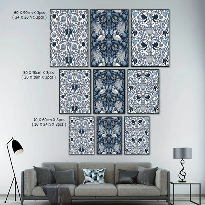 3pcs Large Black Float Framed Canvas Wall Art