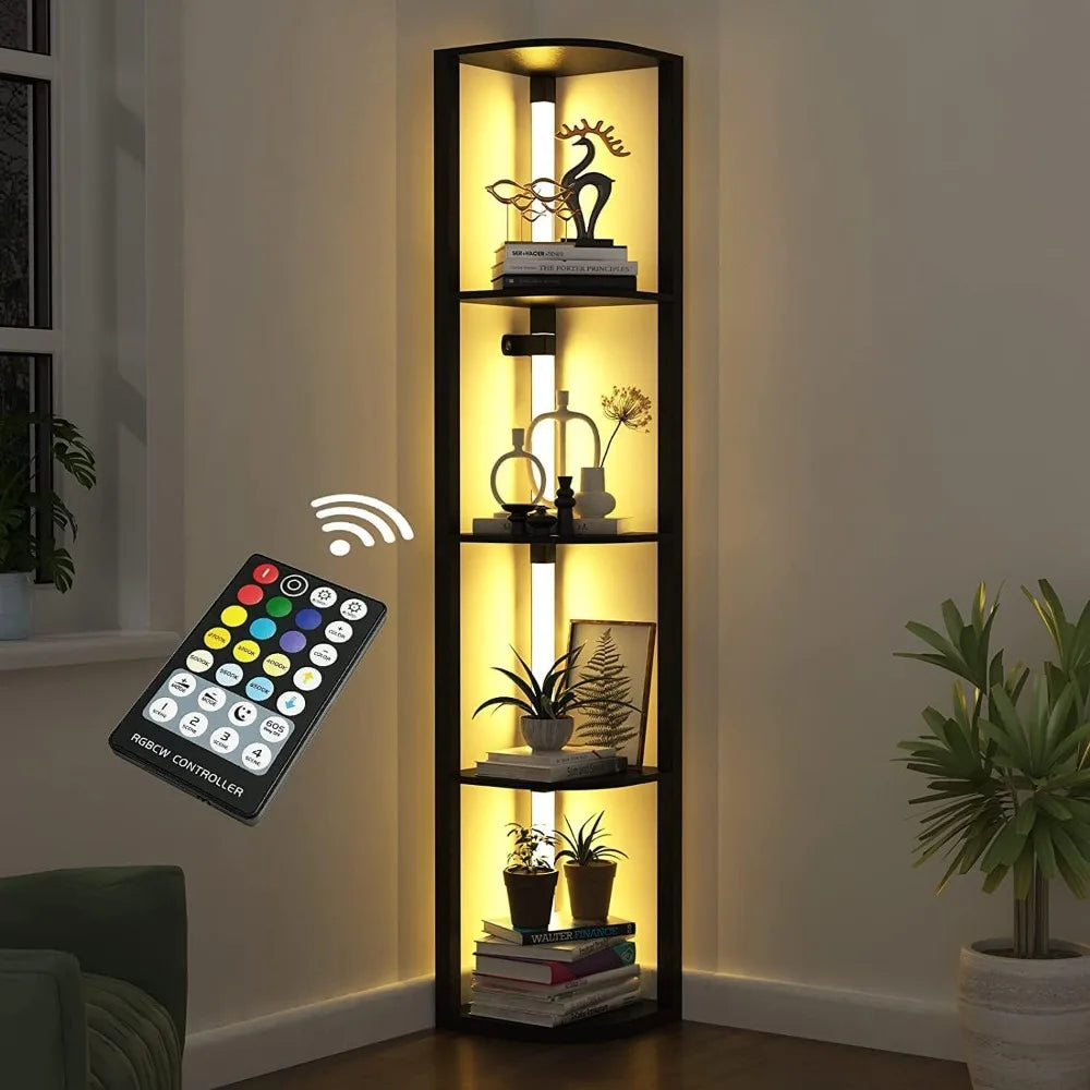 Solid 5-level Corner Bookshelf Cabinet Display Rack