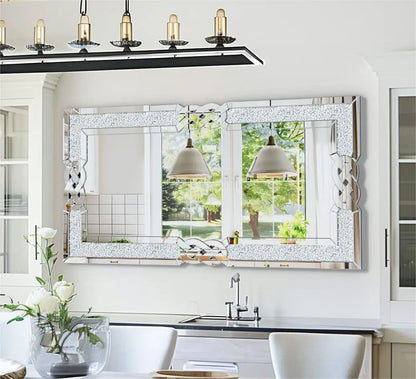Diamond Mirror Vanity Silver Decorative Wall Hang Mirror