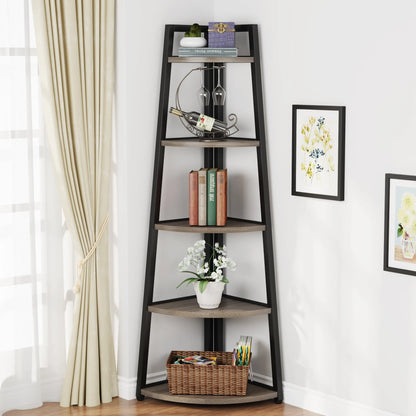 Corner Book Shelf Rack Wood Bookshelf Storage