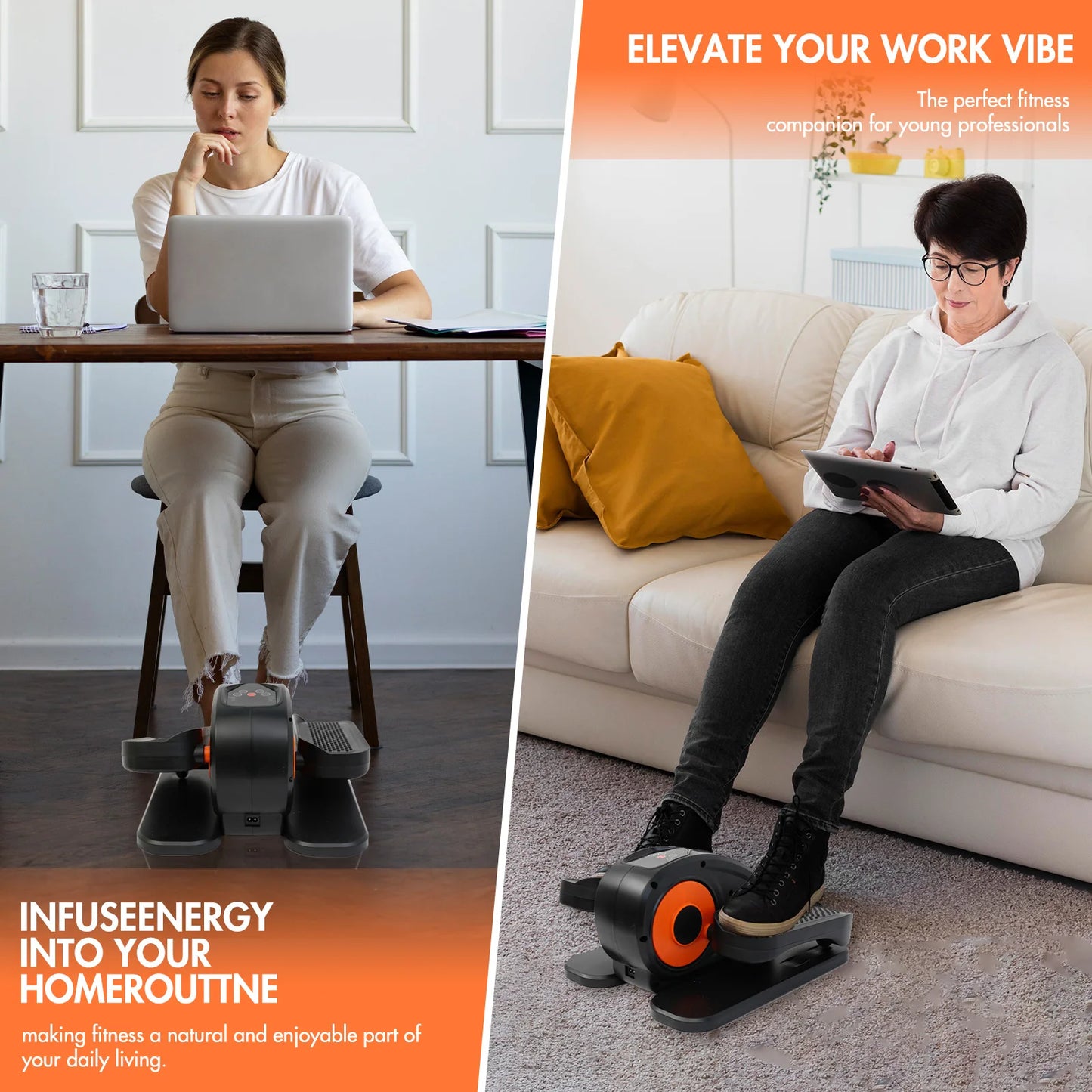 Elliptical Machine Under Desk Portable Electric Seated Leg Exerciser