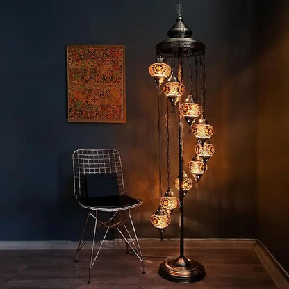 Moroccan Mosaic Standing Lamp 9 Globe
