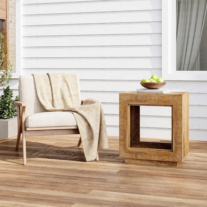 LITTLE TREE End Table, Wooden Square Side Table