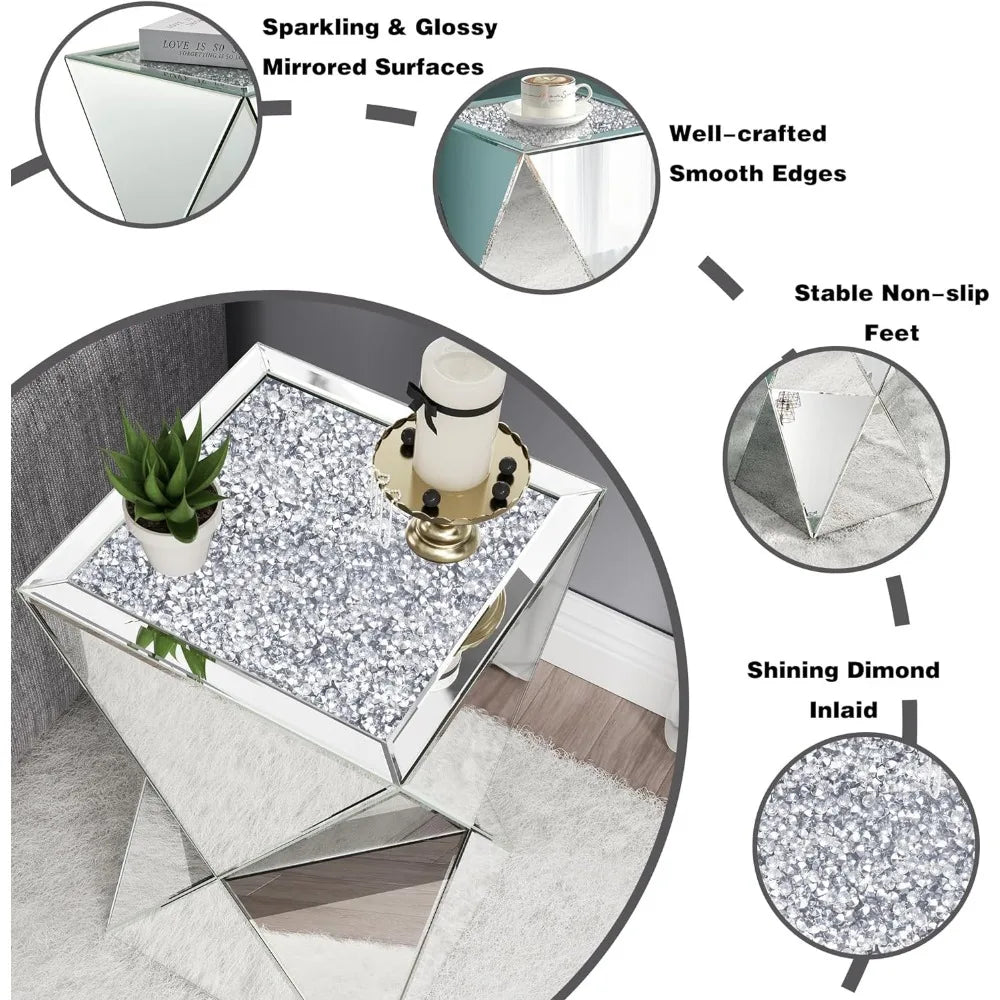 Glass Decorative Side Table for Living Room