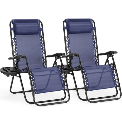 2 Portable Recliner Camping Patio Outdoor Garden Lounge Chair.