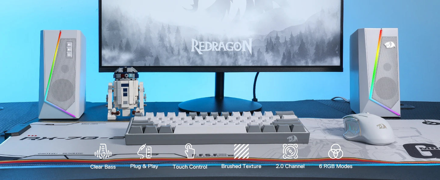 PC Stereo Speaker with 6 Colorful LED Modes,