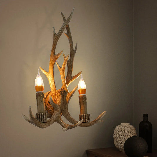 American Retro Antler Wall Lamp Wooden