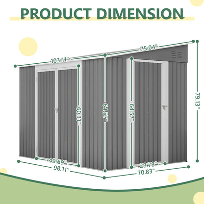 6 x 8 FT Metal Outdoor Garden Tool Storage House