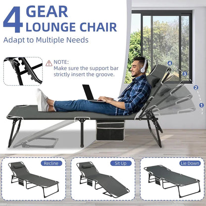 Portable 4-Position Folding Camping Bed Hold up 330lbs,