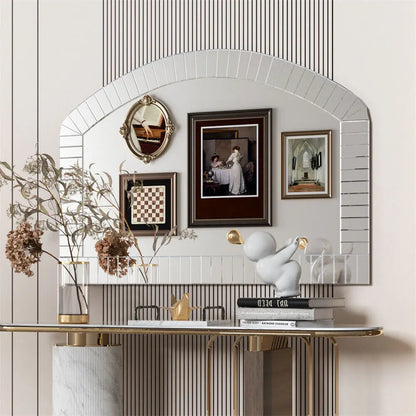 Large Wall Mirror 100 x 70cm Arched Venetian Mirror with Beveled Glass Frame