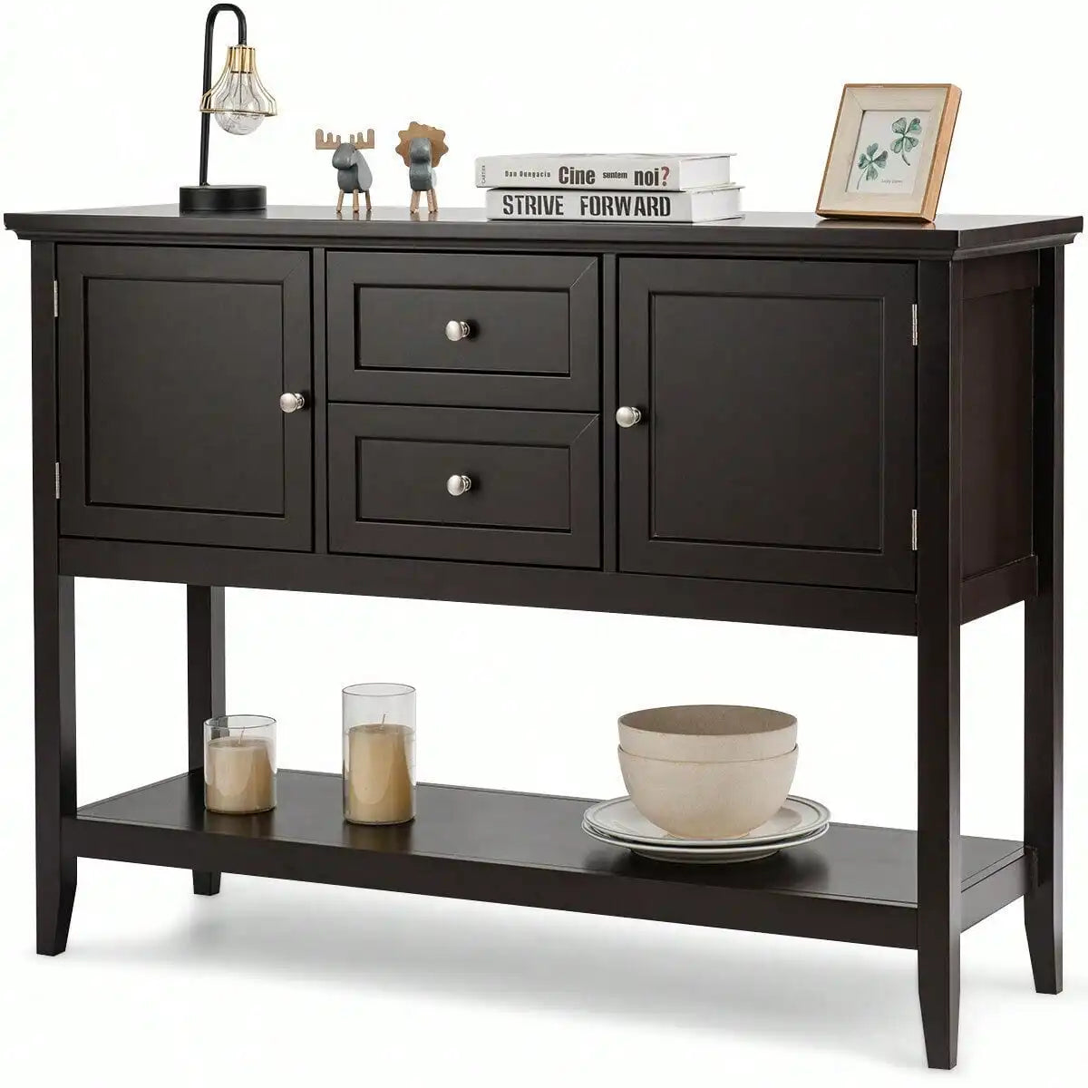 Console Table w/ Drawers & Cabinets Brown