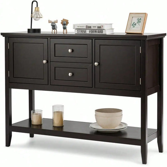 Console Table w/ Drawers & Cabinets Brown