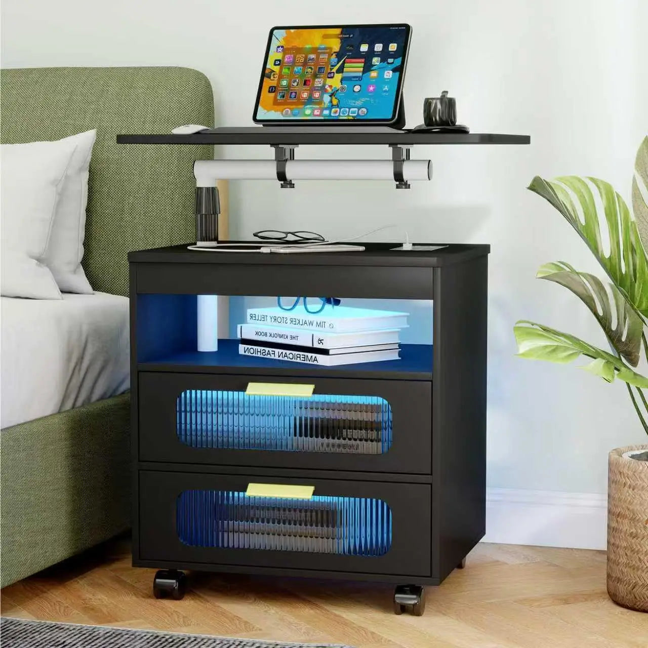 Bedroom Night Stand with Adjustable Rotary Study Table