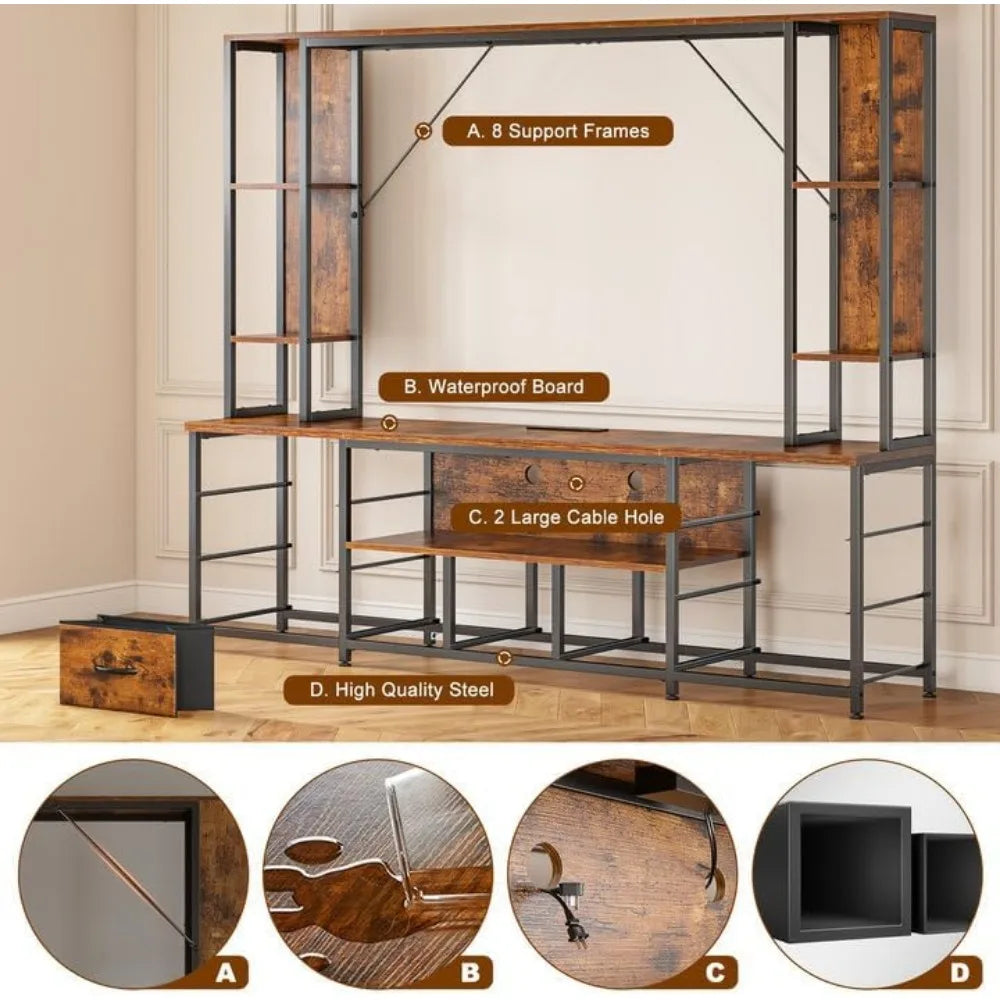 65" TV Stands  Entertainment Center Wall Unit