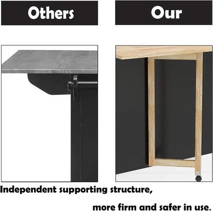 Wood Top Kitchen Cart with Storage Cabinet
