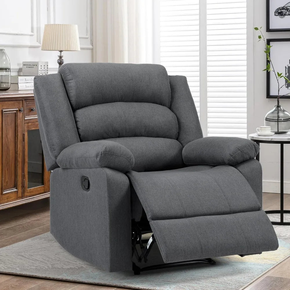 Gray Manual Reclining Chairs for Adults, Living Room Single