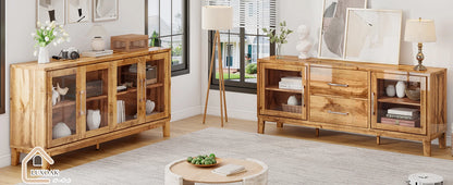High Gloss Entertainment Center with Glass Doors