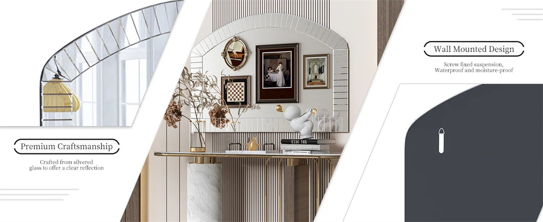 Large Wall Mirror 100 x 70cm Arched Venetian Mirror with Beveled Glass Frame