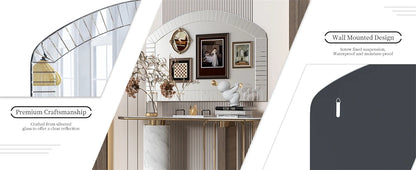 Large Wall Mirror 100 x 70cm Arched Venetian Mirror with Beveled Glass Frame