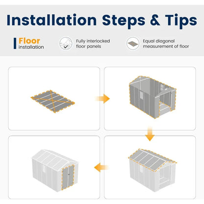 Storage Shed 8 x 10 FT, Resin Outdoor Garden Sheds with Floor Plastic Patio Outdoor Storage with Lockable Door for Tool, Bike