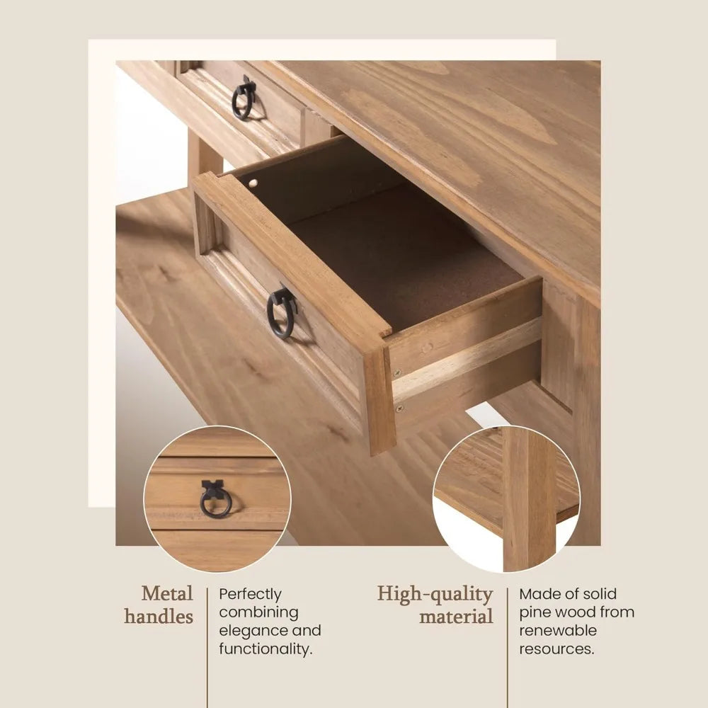 Solid Wood Hall Table Console 47.9" W, 12.6" D, 28.8" H